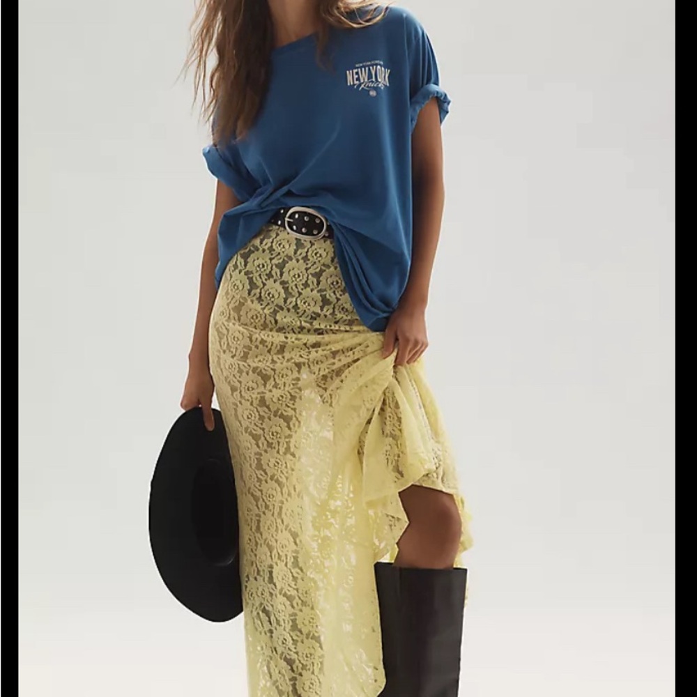 Anthropologie Yellow Lace Maxi Skirt XXS